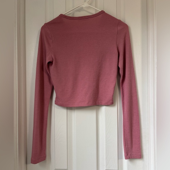 ARITZIA WILFRED FREE cropped Long Sleeve shirt women’s small pink - Picture 4 of 12